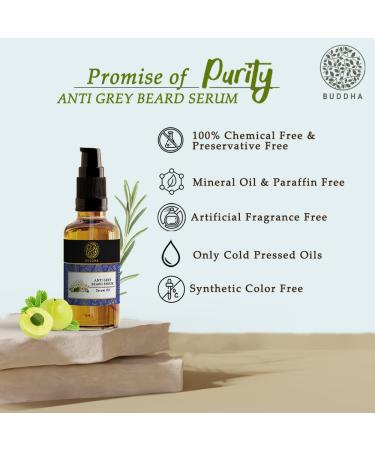 Buddha Natural Grey Beard Serum Oil (25 ml) - Helps in Reduce Greys and Restore Natural Black Beard | Made with 100% Natural Ingredients | Chemical-Free | Suitable for All Beard Types     BUY 1 GET 1 FREE