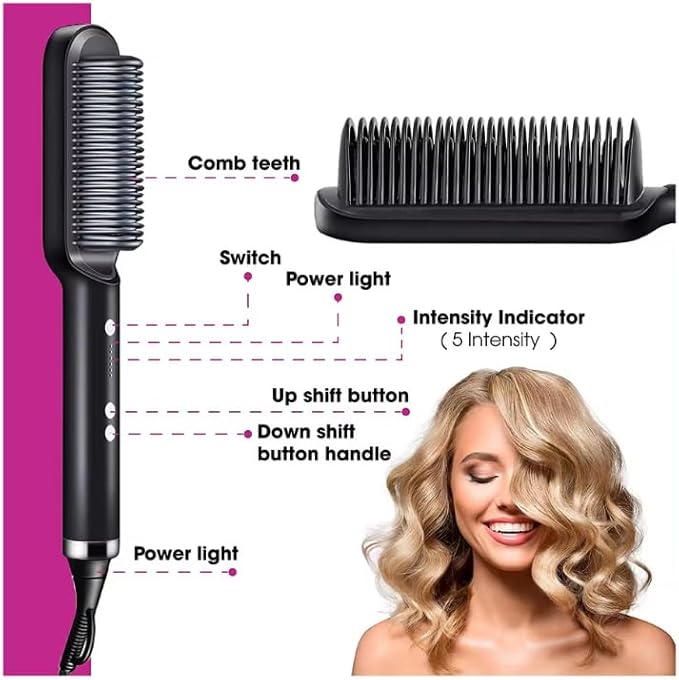Hair Straightener Heated Electric unisex comb 3 in 1 styling comb