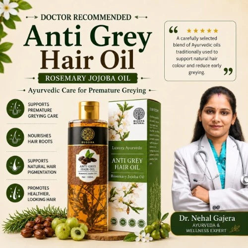 Anti Grey Hair Oil - 100% Ayush Certified - For Premature Greying, Restore Natural Hair Color (BUY1GET1FREE)