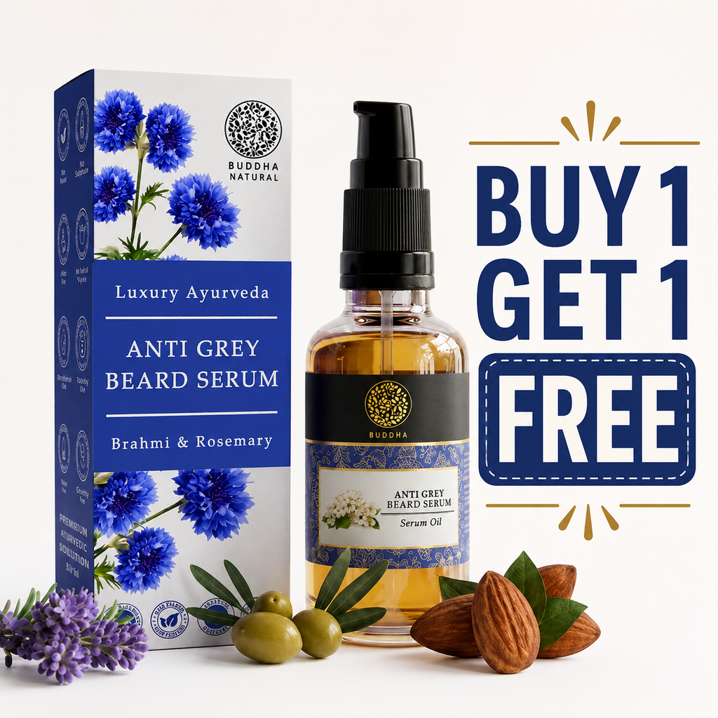 Buddha Natural Grey Beard Serum Oil (25 ml) - Helps in Reduce Greys and Restore Natural Black Beard | Made with 100% Natural Ingredients | Chemical-Free | Suitable for All Beard Types     BUY 1 GET 1 FREE