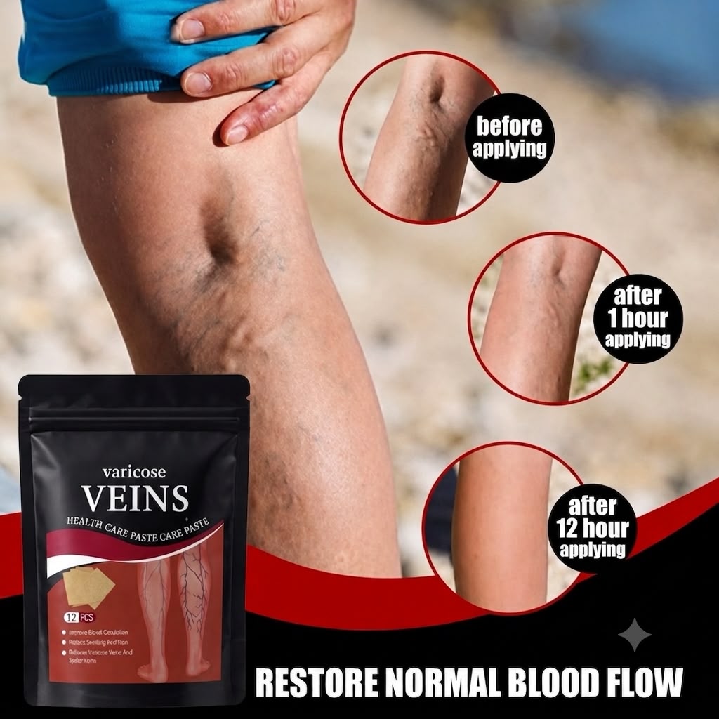 Varicose Veins Relief Patches – 12 PCS | Reduces Swelling, Relieves Pain, Improves Blood Circulation & Vein Health | Herbal, Skin-Friendly & Instant Pain Relief