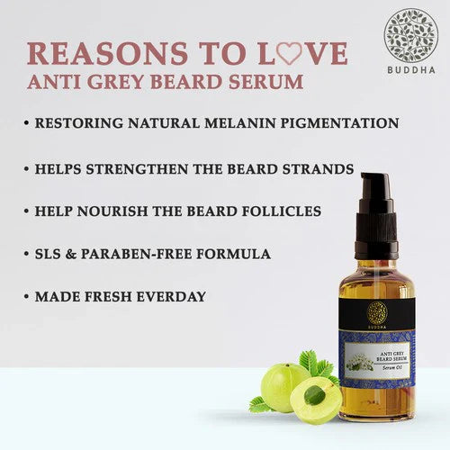 Buddha Natural Grey Beard Serum Oil (25 ml) - Helps in Reduce Greys and Restore Natural Black Beard | Made with 100% Natural Ingredients | Chemical-Free | Suitable for All Beard Types     BUY 1 GET 1 FREE
