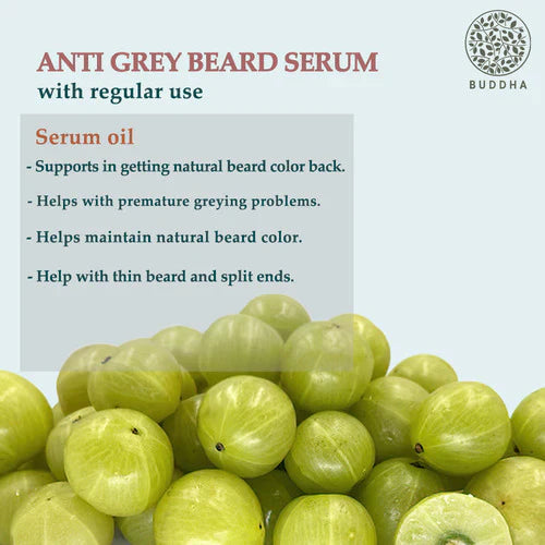 Buddha Natural Grey Beard Serum Oil (25 ml) - Helps in Reduce Greys and Restore Natural Black Beard | Made with 100% Natural Ingredients | Chemical-Free | Suitable for All Beard Types     BUY 1 GET 1 FREE